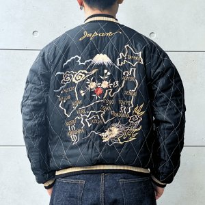 画像5: TAILOR TOYO テーラー東洋 TT15792-128 Mid 1950s Style Velveteen Souvenir Jacket “ROARING TIGER” × “JAPAN MAP” 別珍スーベニアジャケット 別珍 スカジャン 虎 日本地図リバーシブル 2トーン サテン生地 スーベニアジャケット 刺繍