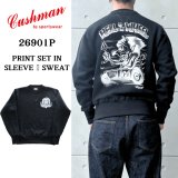 CUSHMAN クッシュマン 26901P PRINT  SET IN SLEEVE SWEAT HELL ON WHEEL プリントセットインスリーブスウェット トレーナー スウェット 裏起毛 DEVIL プリント エアブラシ アートワーク