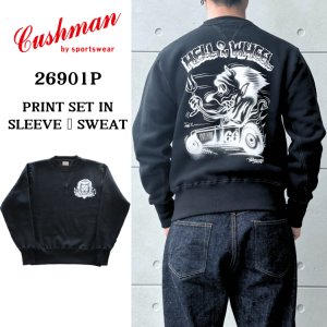 画像1: CUSHMAN クッシュマン 26901P PRINT  SET IN SLEEVE SWEAT HELL ON WHEEL プリントセットインスリーブスウェット トレーナー スウェット 裏起毛 DEVIL プリント エアブラシ アートワーク