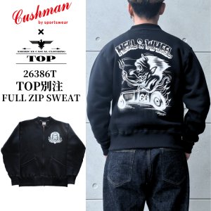 画像1: CUSHMAN クッシュマン x TOP トップ 26386T TOP別注 FULL ZIP SWEAT "HELL ON WHEEL" フルジップスウェット 裏起毛 DEVIL プリント エアブラシ アートワーク