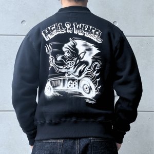 画像3: CUSHMAN クッシュマン x TOP トップ 26386T TOP別注 FULL ZIP SWEAT "HELL ON WHEEL" フルジップスウェット 裏起毛 DEVIL プリント エアブラシ アートワーク