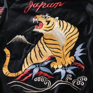 画像14: TAILOR TOYO テーラー東洋 TT15840-119 Mid 1950s Style Velveteen Souvenir Jacket “GOLD DRAGON & GOLD TIGER” × “JAPAN MAP” 別珍スーベニアジャケット 別珍 スカジャン 虎 日本地図リバーシブル 2トーン サテン生地 スーベニアジャケット 刺繍