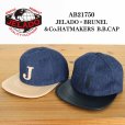 画像1: JELADO ジェラード AB21750 JELADO×BRUNEL＆Co.HATMAKERS B.B.CAP ブルーネルハットメイカーズ  ベースボールキャップ 帽子 カウハイド  ホースハイド 白タグ デニム 革 (1)