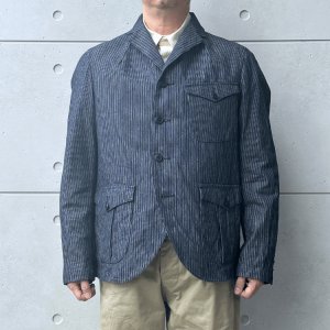 画像2: ORGUEIL オルゲイユ OR-4325 Indigo Dobby Jacket インディゴドビージャケット 1900 年代初頭 サックジャケットベース クラシックスタイル インディゴ染料 ドビーストライプ生地 エイジング ナットボタン