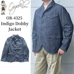 画像1: ORGUEIL オルゲイユ OR-4325 Indigo Dobby Jacket インディゴドビージャケット 1900 年代初頭 サックジャケットベース クラシックスタイル インディゴ染料 ドビーストライプ生地 エイジング ナットボタン