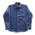 画像4: DELUXEWARE デラックスウエア 7630A DENIM NEL SHIRT デニムネルシャツ ネルシャツ デニムストライプネル デニムヘビーネル (4)