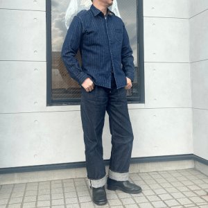 画像20: DELUXEWARE デラックスウエア 7630A DENIM NEL SHIRT デニムネルシャツ ネルシャツ デニムストライプネル デニムヘビーネル