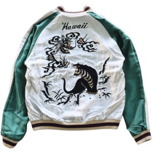 画像18: TAILOR TOYO テーラー東洋 TT15877-128 Late 1950s Style Acetate Souvenir Jacket “HAWAII MAP” × “DRAGON & TIGER” アセテートスーベニアジャケット スカジャン ハワイMAP 龍虎 ハワイ柄 リバーシブル 2トーン 両面アセテート生地 スーベニアジャケット 刺繍