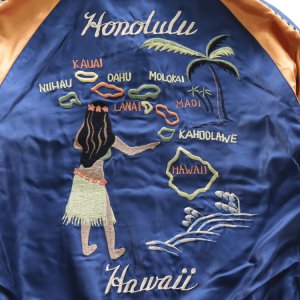 画像15: TAILOR TOYO テーラー東洋 TT15877-128 Late 1950s Style Acetate Souvenir Jacket “HAWAII MAP” × “DRAGON & TIGER” アセテートスーベニアジャケット スカジャン ハワイMAP 龍虎 ハワイ柄 リバーシブル 2トーン 両面アセテート生地 スーベニアジャケット 刺繍