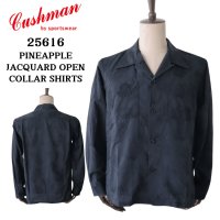 CUSHMAN クッシュマン 25616 PINEAPPLE JACQUARD OPEN COLLAR SHIRTS パイナップルジャガードオープンカラーシャツ 長袖シャツ メンズ パイナップル柄 ジャガード織り