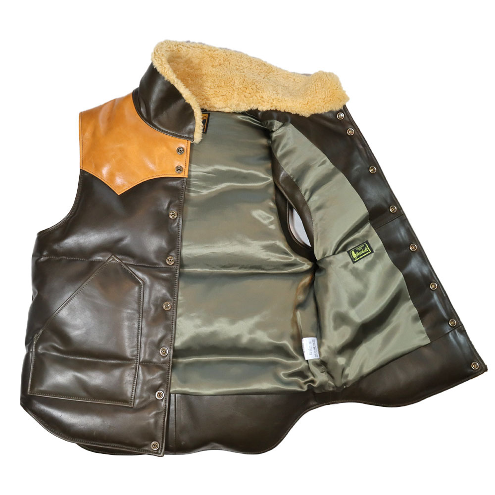 MOUTON COLLAR LEATHER DOWN VEST (36)