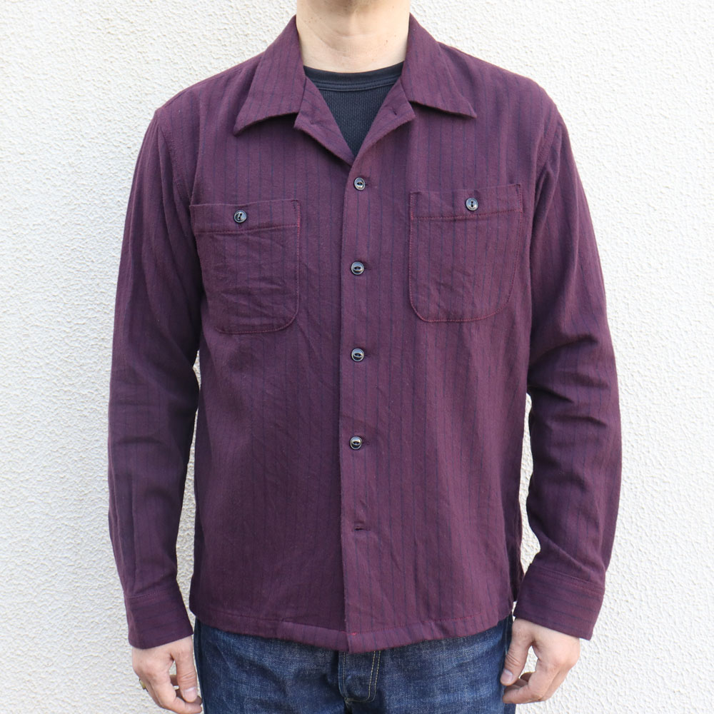 CUSHMAN クッシュマン 25577 STRIPE NEL OPEN COLLAR SHIRTS 大人な