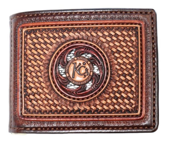 画像4: KC's ケイシイズ 熟練職人 手彫り 手染め の マネークリップ アルチザン DX カービング バスケット・スタンプ 本革 使用 牛革 ターコイズ  (4)