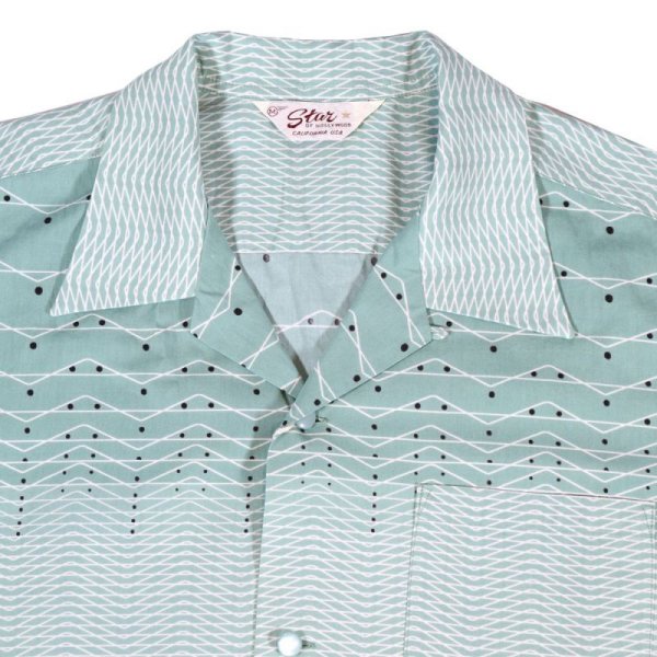 画像6: STAR OF HOLLYWOOD スターオブハリウッド SH39088 TYPEWRITER COTTON OPEN SHIRT “ZIG ZAG” タイプライター コットン オープン シャツ ジグザグ柄 プリント デザイン 半袖シャツ 東洋エンタープライズ サンサーフ (6)