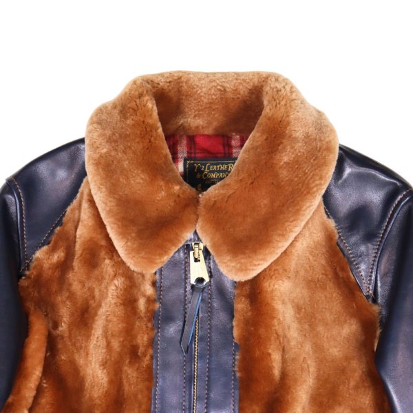 画像5: Y'2 LEATHER INDIGO HORSE GRIZZLY JACKET ~ 25th Anniversary Limited ~ ワイツーレザー 25周年記念 インディゴホース グリズリージャケット クマジャン レザージャケット ジャケット 天然 馬革 本革 ウール 日本製 職人手づくり (5)