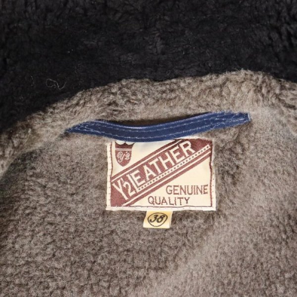 画像14: Y'2 LEATHER ワイツーレザー IN-1 INDIGO HORSE N-1LININGCOLLAR MOUTON ALPACA & WOOL typeN-1 インディゴホース ミリタリージャケット アルパカウール ライニング    ムートン カラー ジャケット 革ジャン レザージャケット 日本製 (14)