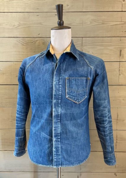 画像3: DELUXEWARE デラックスウエア40s DENIM SHIRT 7640 40sデニムシャツ 人気定番 デニムシャツ ダック裏地 ノンウォッシュ リジット ワークウェア 長袖シャツ コットン100％ 3/1綾織り 10.5ozヴィンテージデニム ザラ織り (3)