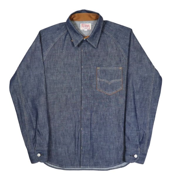 画像6: DELUXEWARE デラックスウエア40s DENIM SHIRT 7640 40sデニムシャツ 人気定番 デニムシャツ ダック裏地 ノンウォッシュ リジット ワークウェア 長袖シャツ コットン100％ 3/1綾織り 10.5ozヴィンテージデニム ザラ織り (6)