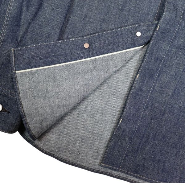 画像14: DELUXEWARE デラックスウエア40s DENIM SHIRT 7640 40sデニムシャツ 人気定番 デニムシャツ ダック裏地 ノンウォッシュ リジット ワークウェア 長袖シャツ コットン100％ 3/1綾織り 10.5ozヴィンテージデニム ザラ織り (14)