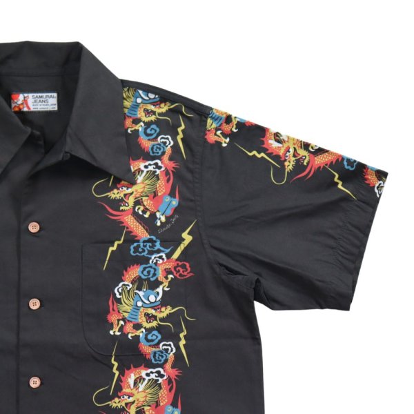 画像7: SAMURAI JEANS サムライジーンズ SSA24-01 龍柄ハワイアンシャツ コットン100% 高密度平織 アロハシャツ 和柄 龍 ドラゴン 辰年 半袖シャツ madeinjapan 日本製 (7)