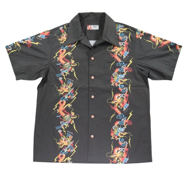 画像4: SAMURAI JEANS サムライジーンズ SSA24-01 龍柄ハワイアンシャツ コットン100% 高密度平織 アロハシャツ 和柄 龍 ドラゴン 辰年 半袖シャツ madeinjapan 日本製 (4)