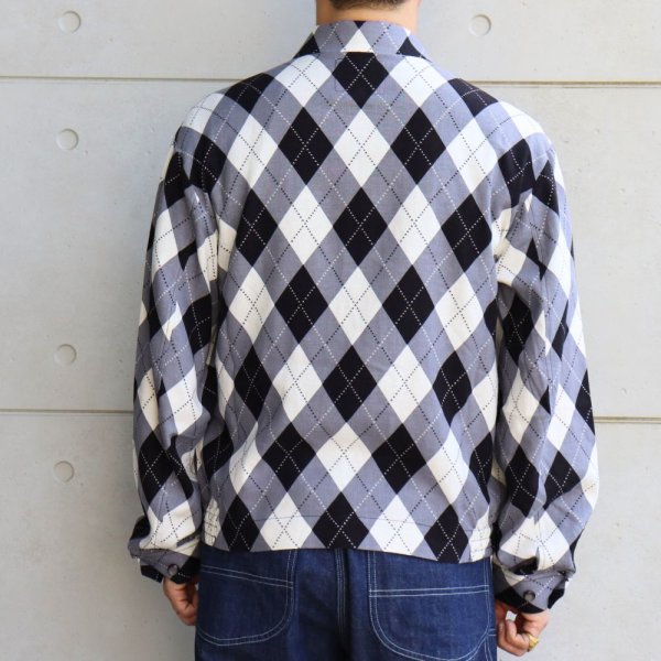 画像3: WEARMASTERS by attractions ウエアマスターズ バイ アトラクションズ lot.819 Argyle Blouson アーガイルブルゾン 50s 50年代 ミッドセンチュリー アーガイル チェック テキスタイル レーヨンリネン 抜染プリント ブルゾン ジャケット (3)
