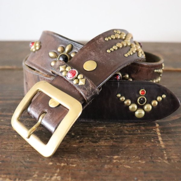 画像16: CUSHMAN クッシュマン 29180 40mm SINGLE PIN STUDS BELT 職人手打ち スタッズベルト ラインストーン 本革 カウハイド 牛革 レザーアイテム 人気定番 グッズ アメカジ ベルト HAP STORE V8 バックル (16)