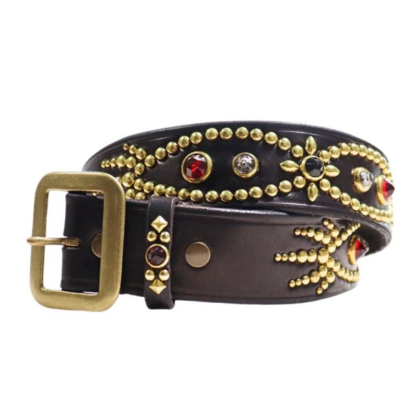 画像2: CUSHMAN クッシュマン 29180 40mm SINGLE PIN STUDS BELT 職人手打ち スタッズベルト ラインストーン 本革 カウハイド 牛革 レザーアイテム 人気定番 グッズ アメカジ ベルト HAP STORE V8 バックル (2)