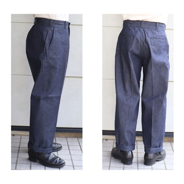 画像2: Wearmasters ウエアマスターズ Lot.344 Heritage Denim Trousers ヘリテージ デニム トラウザース ワークパンツ スラックス work pants denim slacks レギュラーフィット regular fit ムラ糸インディゴデニム ブラックデニム Uneven yarn indigo denim コットン cotton 日本製 madeinjapan (2)