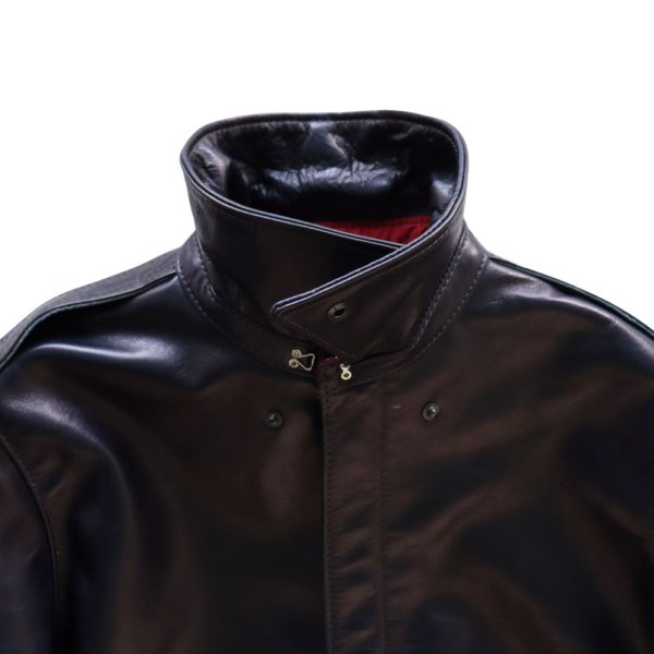 画像15: Y'2 LEATHER ワイツーレザー INDIGO HORSE Type A-2 インディゴ ホース cotton dyed twill コットン ツイル talon タロン 馬革 本革 天然 leather jacket レザージャケット red cotton lining レッドコットン horsehide ホースハイド 藍 アウター 日本製 madeinjapan  (15)