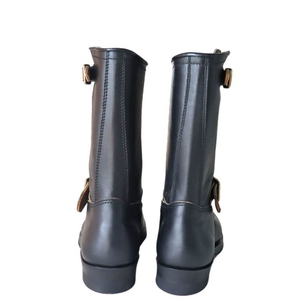 画像5: Y'2 LEATHER ワイツーレザー SUMI DYED HORSE Engineer Boots 墨黒ホース エンジニアブーツ Saddle-core サドル full leather lining brass  (5)