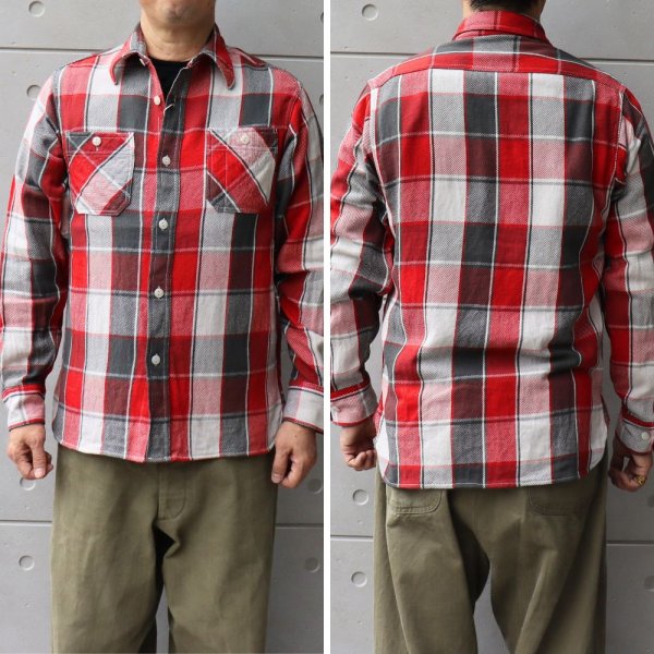 画像2: CUSHMAN クッシュマン VINTAGE CHECK WORK SHIRTS ヴィンテージ チェック ワーク シャツ 25593 アメカジ 長袖 long sleeves ダブルチェーンステッチ仕様 １９５０年代 カジュアル LOWテンション 顔料染め 猫目の尿素ボタン コットン100％ (2)