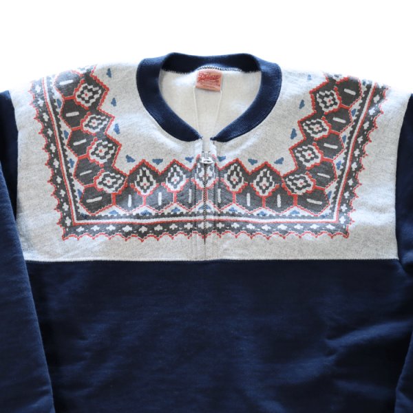 画像3: DELUXEWARE デラックスウエア S105-24A SNOW HALF ZIP 希少なヴィンテージ雪柄を採用したハーフジップスウェット  裏起毛 コットン100% (3)