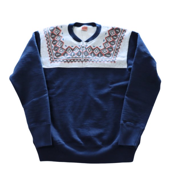 画像2: DELUXEWARE デラックスウエア S105-24A SNOW HALF ZIP 希少なヴィンテージ雪柄を採用したハーフジップスウェット  裏起毛 コットン100% (2)