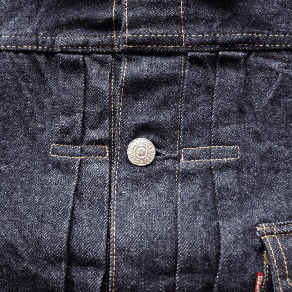 画像6: DELUXEWARE デラックスウエア 1949XJ VINTAGE FIRST JACKET ヴィンテージフォルムを再現したファーストジャケット デニムジャケット Gジャン 1949年 片面赤タブ 針シンチバック最終移行期年代 リベット刻印ビック「Ｏ」鉄ボタン ショートレングス (6)