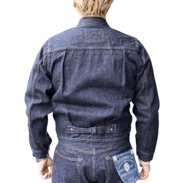 画像2: DELUXEWARE デラックスウエア 1949XJ VINTAGE FIRST JACKET ヴィンテージフォルムを再現したファーストジャケット デニムジャケット Gジャン 1949年 片面赤タブ 針シンチバック最終移行期年代 リベット刻印ビック「Ｏ」鉄ボタン ショートレングス (2)