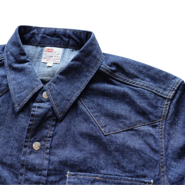 画像6: JELADO ジェラード Vaquero Shirt  JP11115 ショートホーン デニムウェスタンシャツ アメカジ 長袖シャツ long sleeves ヴィンテージを再現 5ozデニム DENIM リベット型スナップボタン Madeinjapan (6)