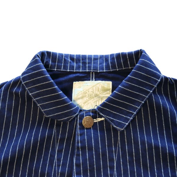 画像5: JELADO ジェラード Steelbeam Coat AG11406 インディゴウォバッシュ カバーオール 青タグ 変形ポケット INDIGO WABASH ストライプ デニムワークジャケット  Madeinjapan (5)