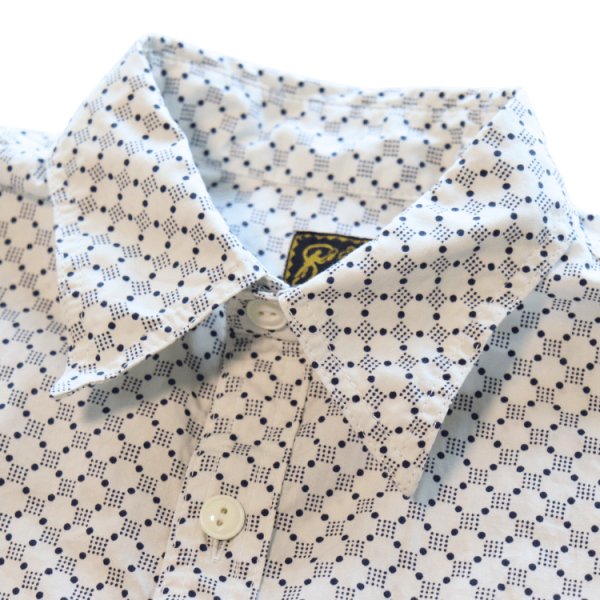 画像5: CUSHMAN クッシュマン 25489 DOT PRINT WORK SHIRTS ドットプリントワークシャツ 長袖 long sleeve アーリースタイル アメカジ カジュアル 縫製仕様 抜染プリント キャリコ ライトオンスコットン100% 猫目ホワイト釦 裾マチガゼット  ユニオンチケット (5)