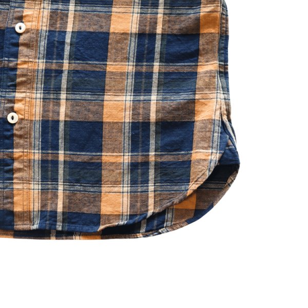 画像10: DELUXEWARE デラックスウエア MV-15 ORANGE NAVY CHECK ミディアムネルシャツ 平織り 無起毛 長袖シャツ 1970年代 オレンジ ネイビー チェック柄 ジンバブエ混合ムラ糸 Madeinjapan 完全日本製 (10)