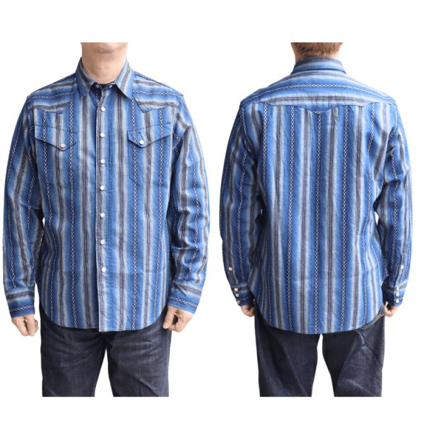 画像2: SUGAR CANE シュガーケーン SC29463 NATIVE AMERICAN DOBBY STRIPE L/S WESTERN SHIRT ネイティブアメリカドビーストライプ長袖ウエスタンシャツ 東洋エンタープライズ (2)