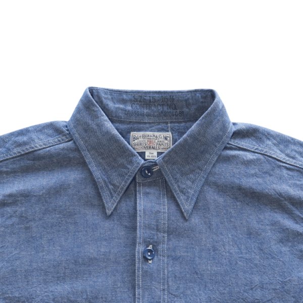 画像4: BUZZ RICKSON'S バズリクソンズ BR35856  BLUE CHAMBRAY WORK SHIRT  ブルーシャンブレーワークシャツ デニムブラウス  シャンブレーシャツ ショートスリーブ 1950年代 米海軍 (4)