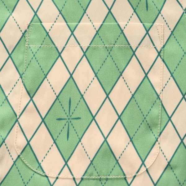 画像6: SAMURAI JEANS サムライジーンズ SSA25-01 蛇アーガイル総柄シャツ 業平菱アーガイル柄レーヨン オーガニック綿サテン生地 貝ボタン 日の丸ネーム ワンウォッシュ 半袖シャツ madeinjapan 日本製 (6)