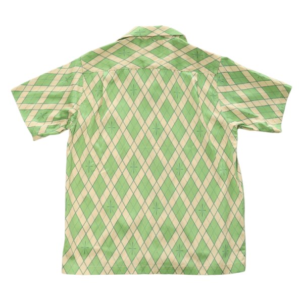 画像9: SAMURAI JEANS サムライジーンズ SSA25-01 蛇アーガイル総柄シャツ 業平菱アーガイル柄レーヨン オーガニック綿サテン生地 貝ボタン 日の丸ネーム ワンウォッシュ 半袖シャツ madeinjapan 日本製 (9)