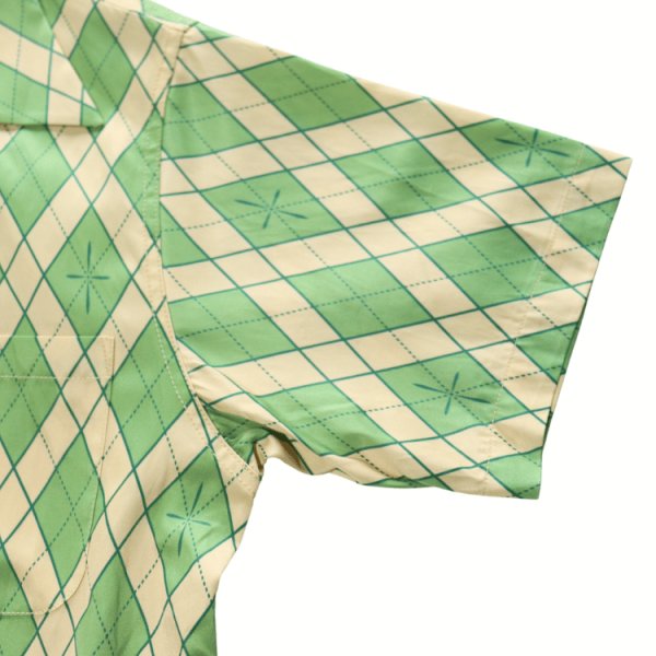 画像5: SAMURAI JEANS サムライジーンズ SSA25-01 蛇アーガイル総柄シャツ 業平菱アーガイル柄レーヨン オーガニック綿サテン生地 貝ボタン 日の丸ネーム ワンウォッシュ 半袖シャツ madeinjapan 日本製 (5)