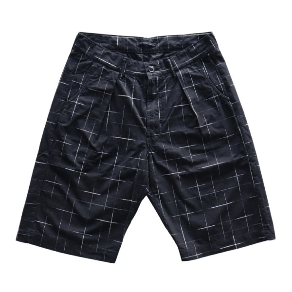 画像2: STUDIO D'ARTISAN ステュディオダルチザン 1900 KYOUTO BLACK DYEING KASURI SHORTS 京黒紋付染 絣 ショート パンツ 「究極の黒」Made in JAPAN 日本製 (2)