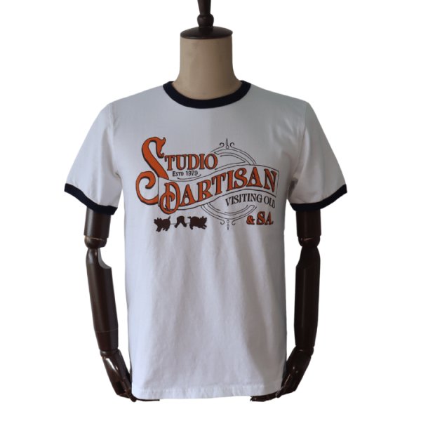画像2: STUDIO D'ARTISAN ステュディオダルチザン 8177 “リンガープリントTシャツ” アメカジ  Tシャツ リンガーTシャツ 半袖Tシャツ トップス コットン１００％ MADE IN JAPAN 日本製 (2)