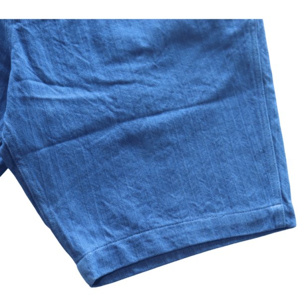 画像6: SAMURAI JEANS サムライジーンズ SJSP25-AHB 藍浅葱へリンボンイージーショーツ 藍浅葱へリンボンツイル生地 樹脂ボタン 日の丸ネーム ワンウォッシュ 日本製 (6)