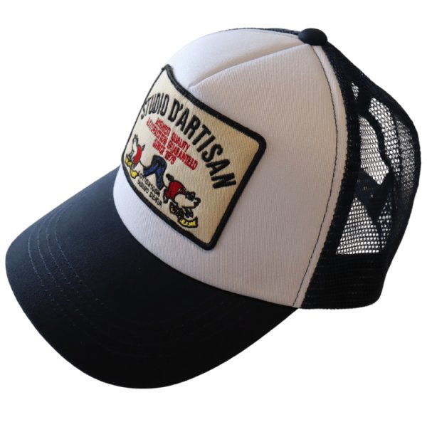 画像2: STUDIO D'ARTISAN ステュディオダルチザン 7572 メッシュキャップ メンズ レディース ユニセックス 帽子 NY.ネイビー AG.アーミーグリーン ワッペン スナップバック アジャスターアメカジスタイル  (2)