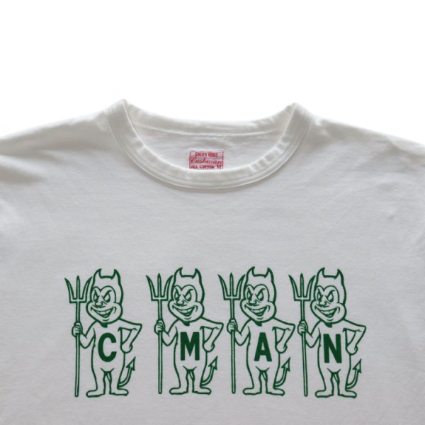 画像5: CUSHMAN クッシュマン 26866 Print T  "C M A N"  プリントT  30番双糸天竺 ミディアムウェイト バインダー仕上げ ワンウォッシュ フロントプリント 半袖Tシャツ コットン100％  日本製 (5)